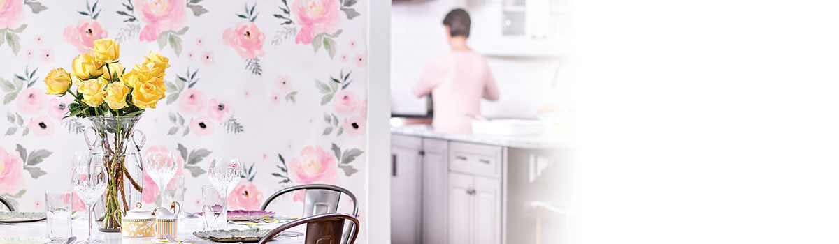 Custom printed Spoonflower wallpaper watercolor floral design by shopcabin