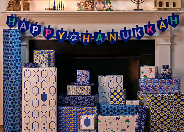 Shop Hanukkah fabric, gift wrap and wallpaper