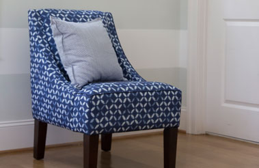 Roostery Venda chair and pillow featuring designs from the Spoonflower Marketplace.